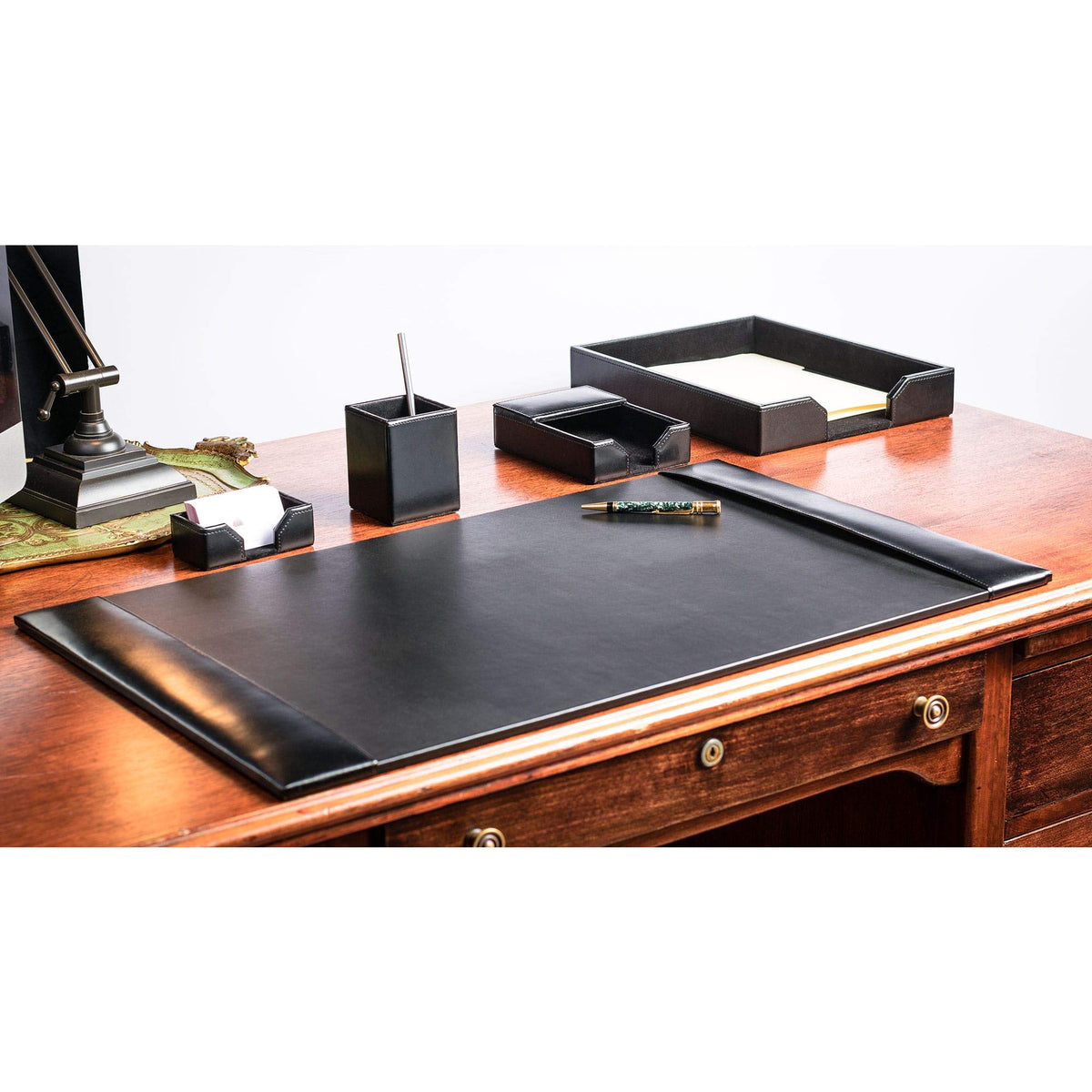 Black Bonded Leather 5-Piece Desk Set T116274