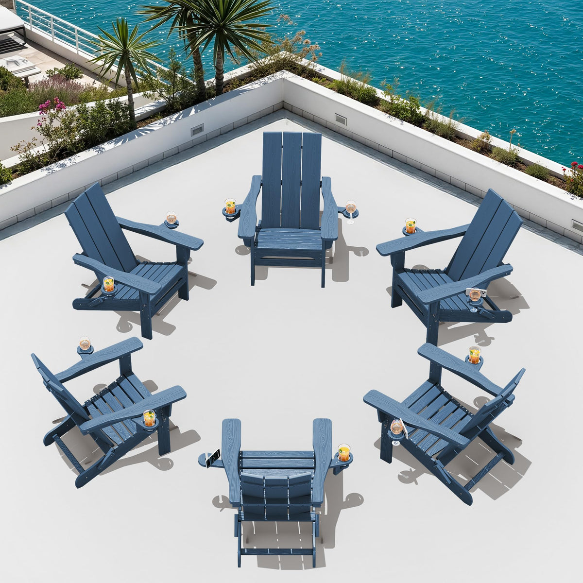 Blue Folding Adirondack Chairs Set of 6 J271