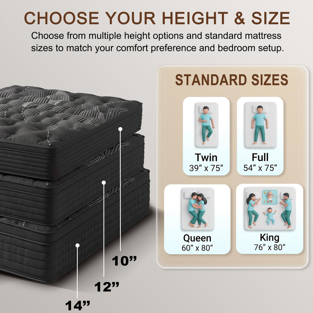 Full Size 12 Inch Hybrid Memory Foam Mattress T998536