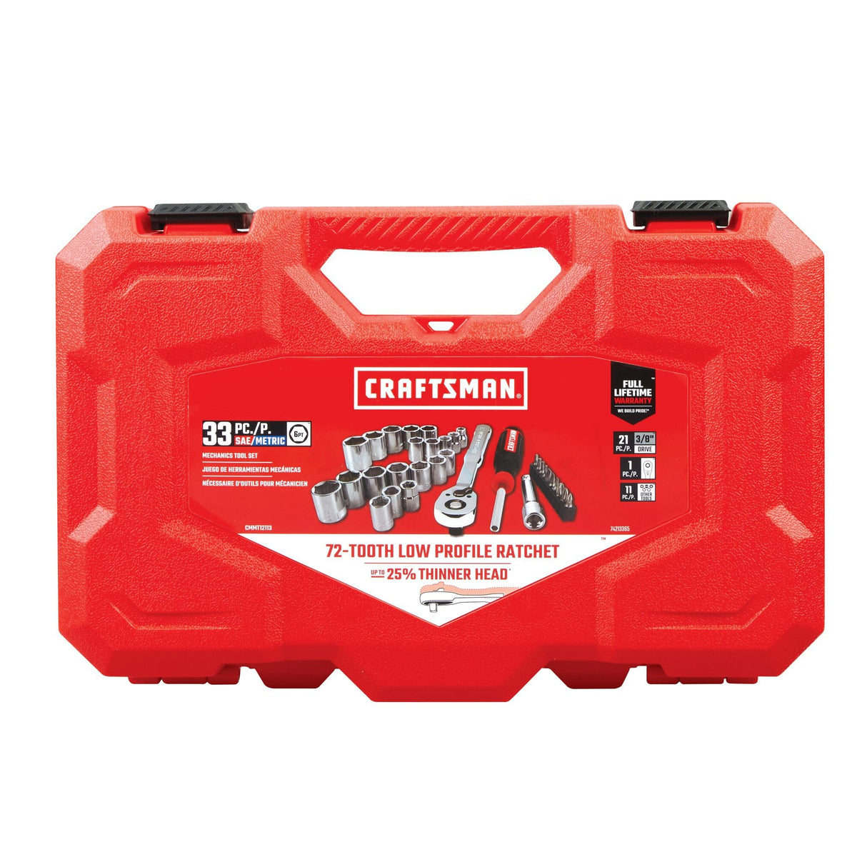 33 Piece 3/8 Inch Drive SAE/Metric Mechanics Tool Set Z19398
