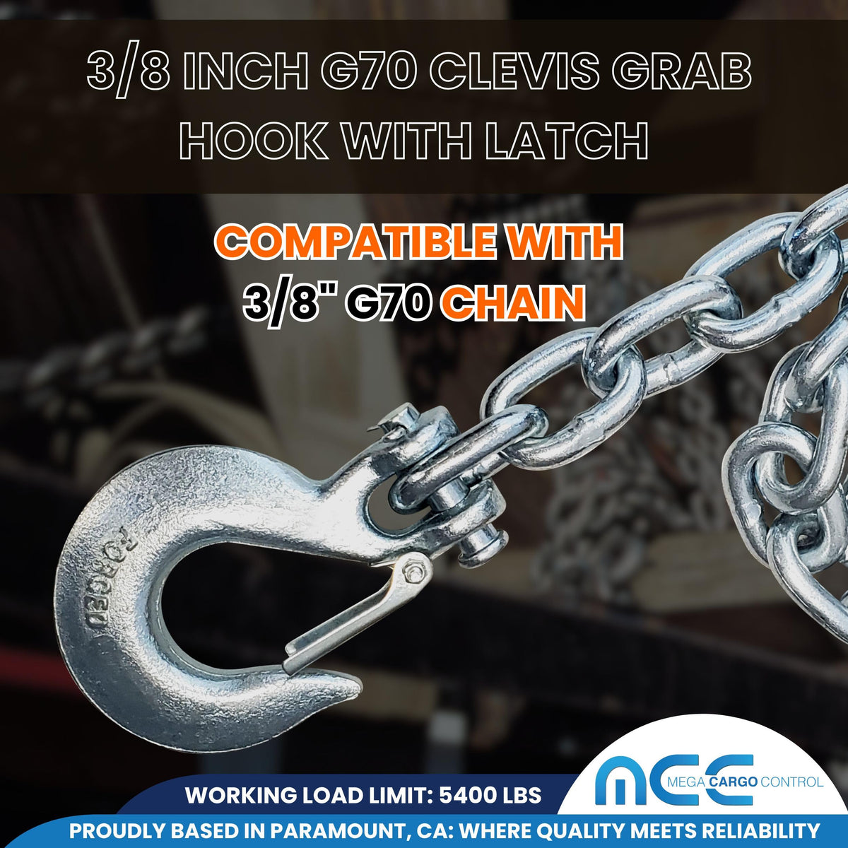 3/8" x 37" Grade 43 Safety Chain with Clevis Slip Hook Y326319