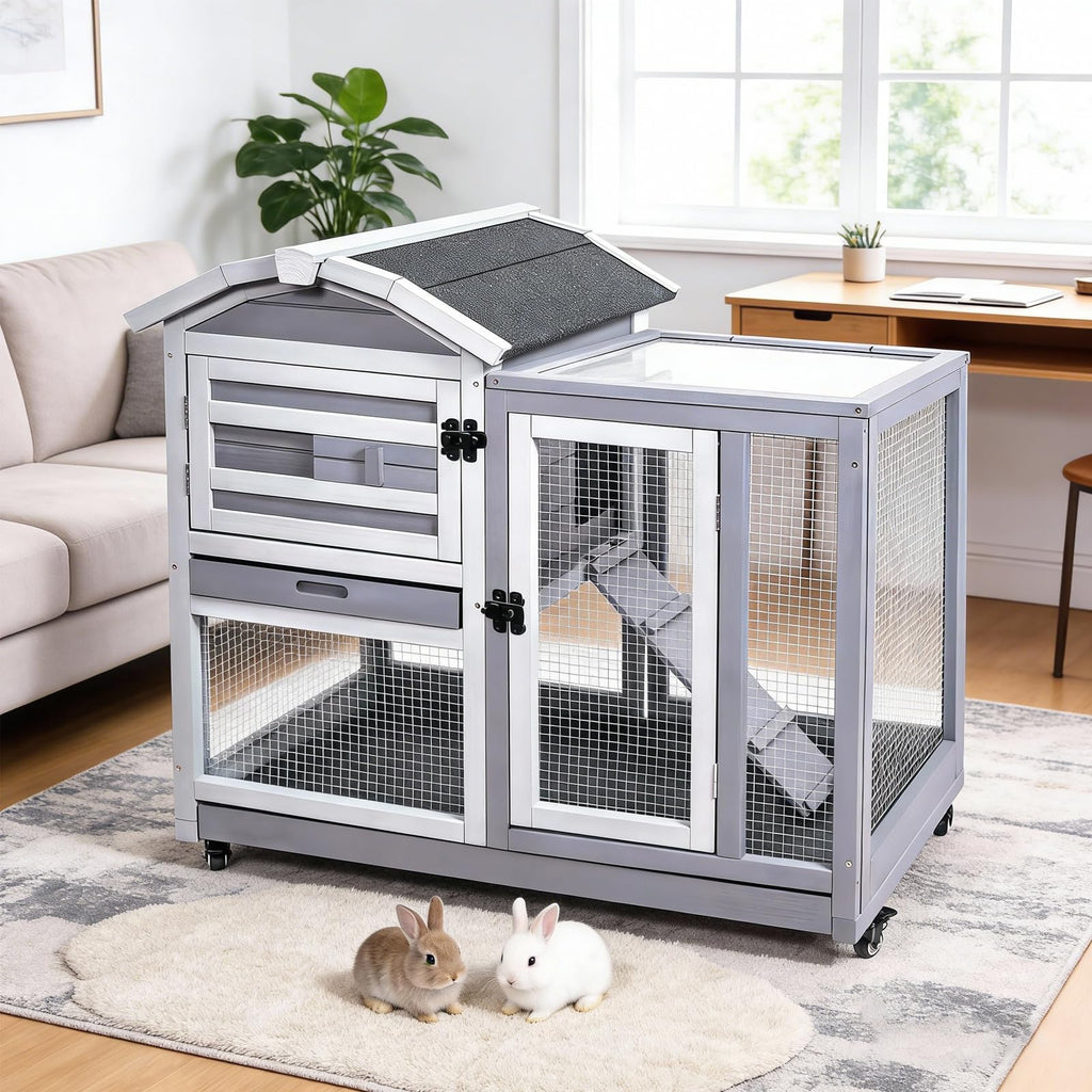 Wooden Rabbit Hutch with Waterproof Roof S7197