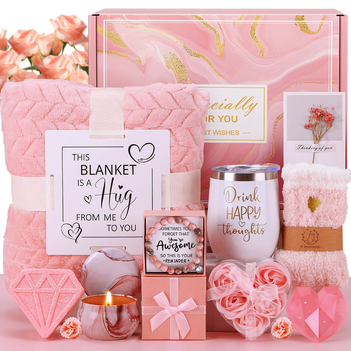 Pink Relaxing Spa Gift Set with Blanket Z285