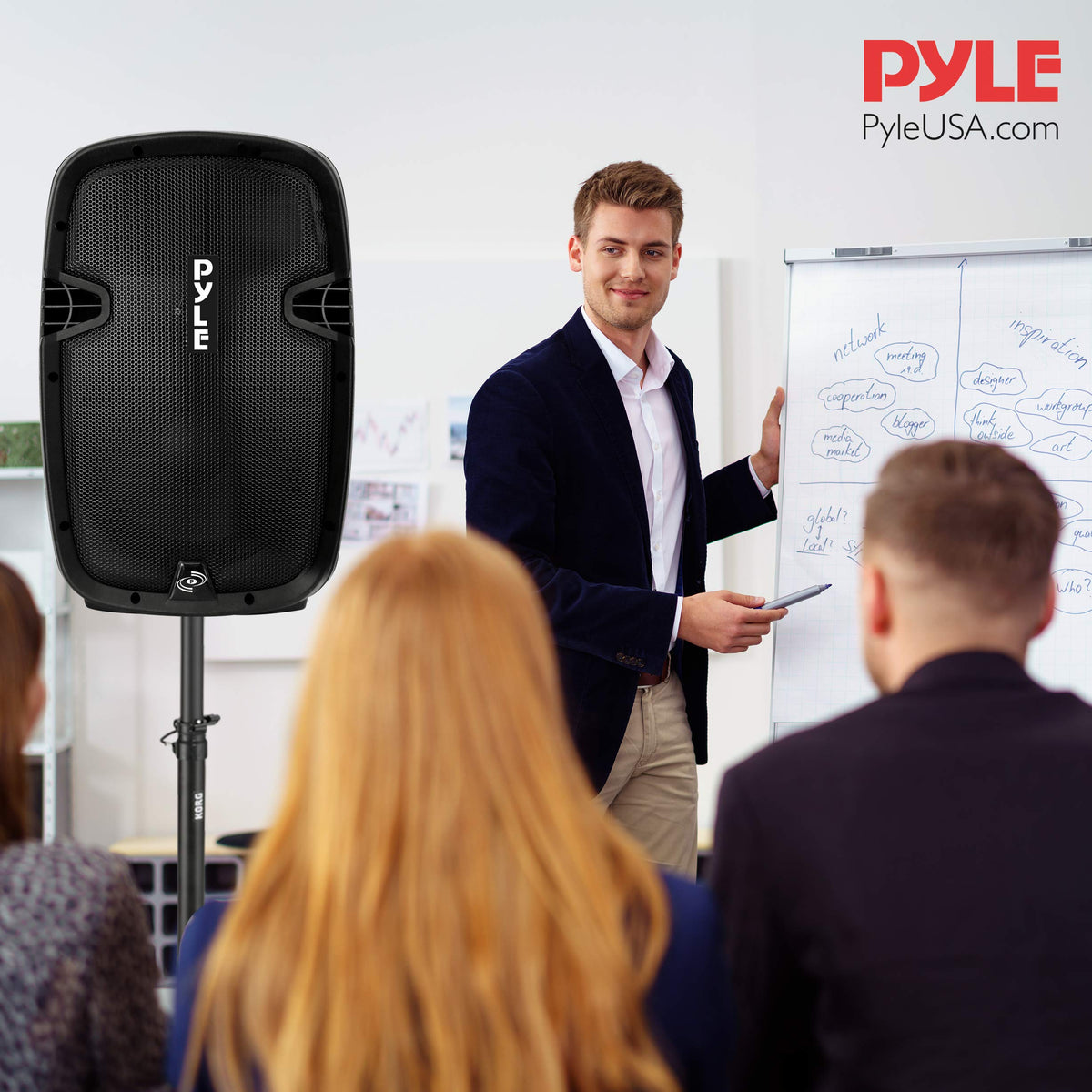 15-inch Portable PA Speaker System with 2 UHF Microphone T375