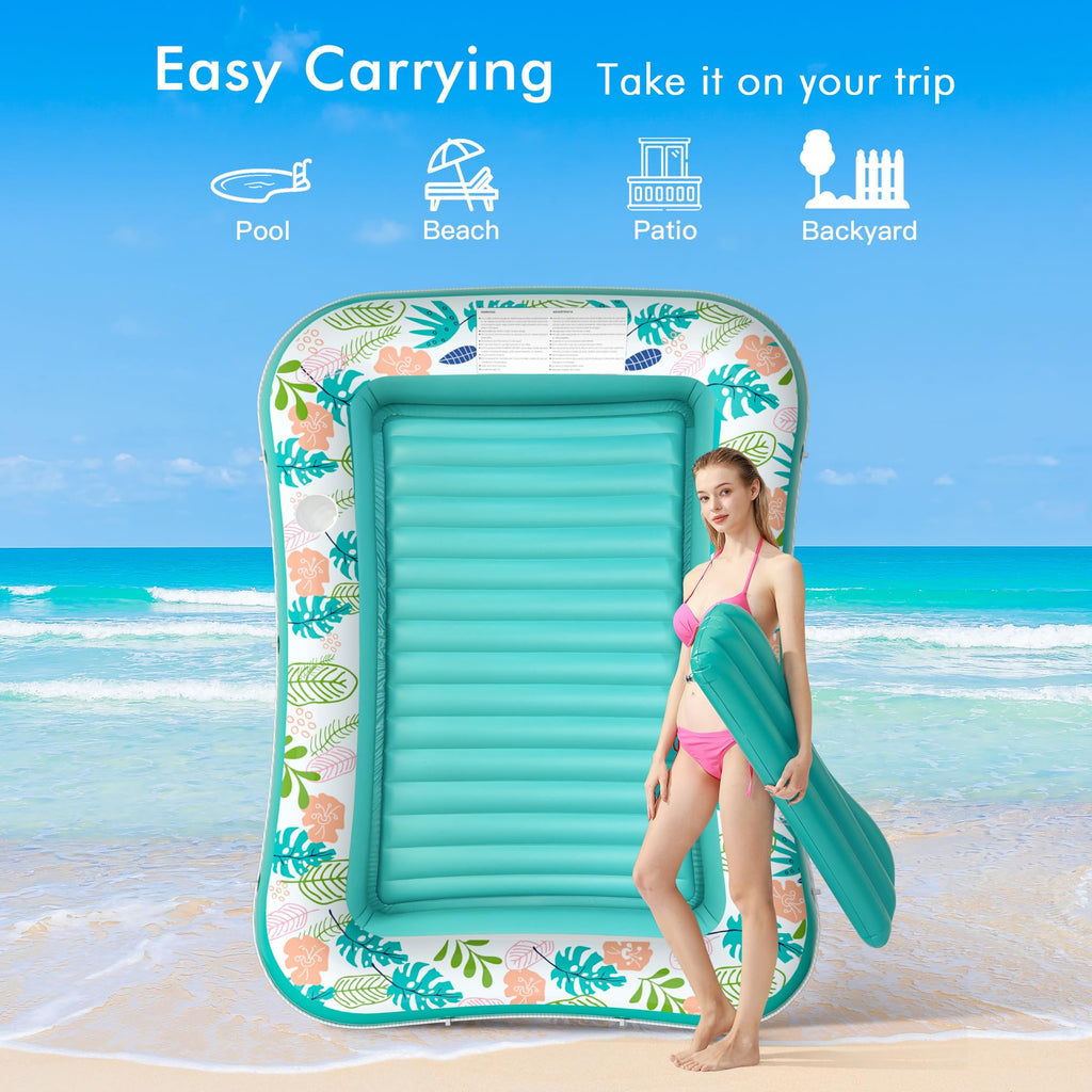 Inflatable Tanning Pool Lounger 75" x 51" Green I19045