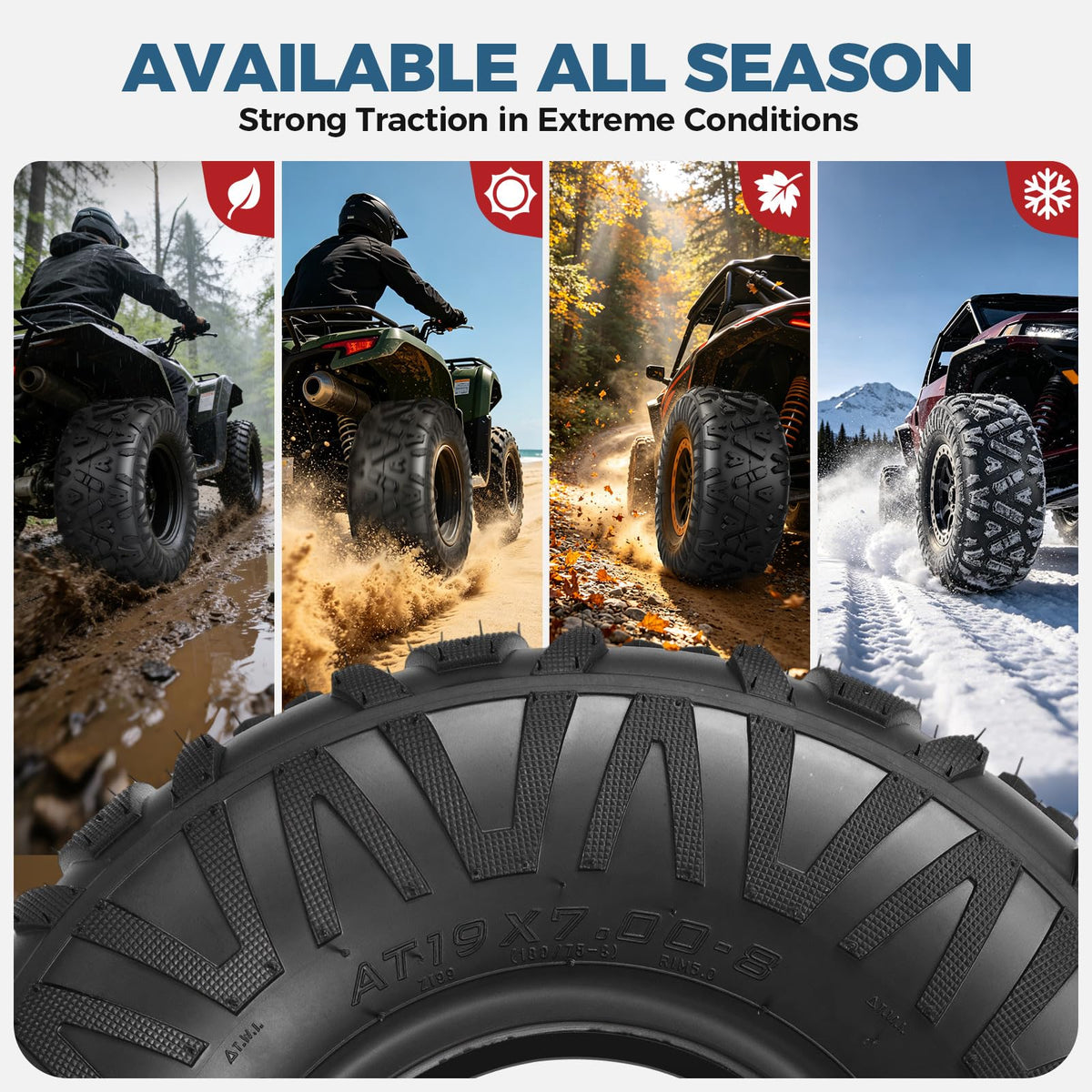 19x7-8 4-Ply All Terrain ATV/UTV Tires Set of 2 T858923
