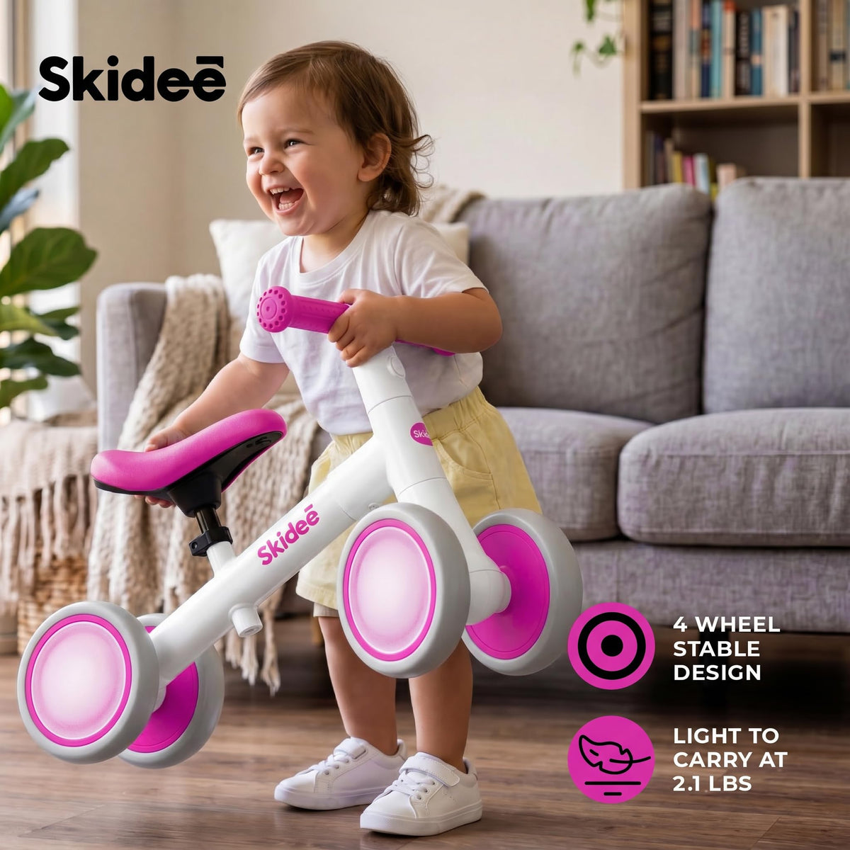 4-Wheel Toddler Balance Bike with LED Wheels Y724103
