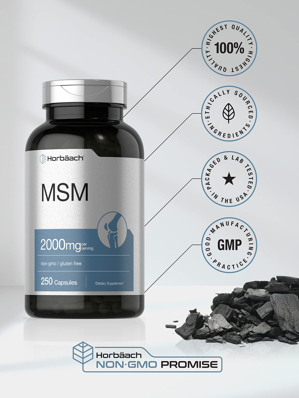 MSM Methylsulfonylmethane 2000mg 250 Capsules W9323