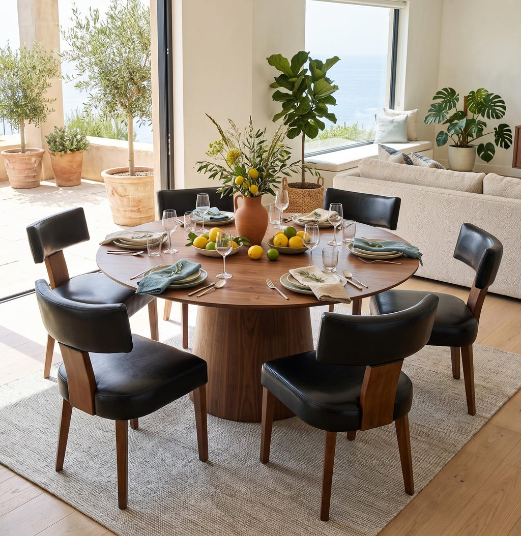 Black Set of 6 PU Leather Upholstered Dining Chairs O829130