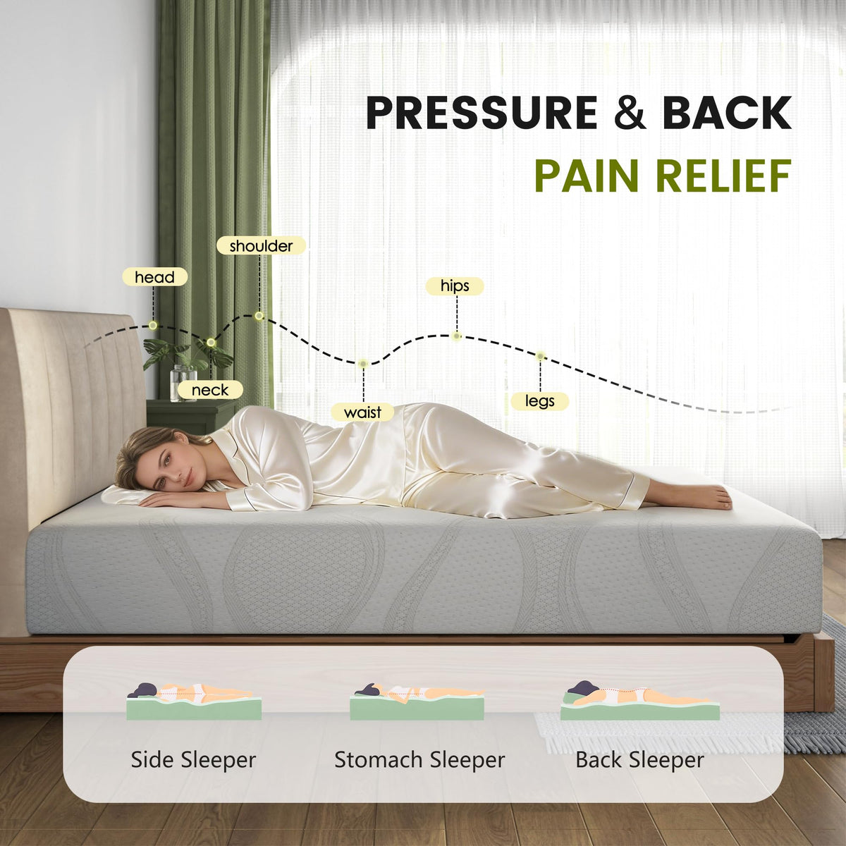 6 Inch Green Tea Gel Memory Foam Mattress S6558