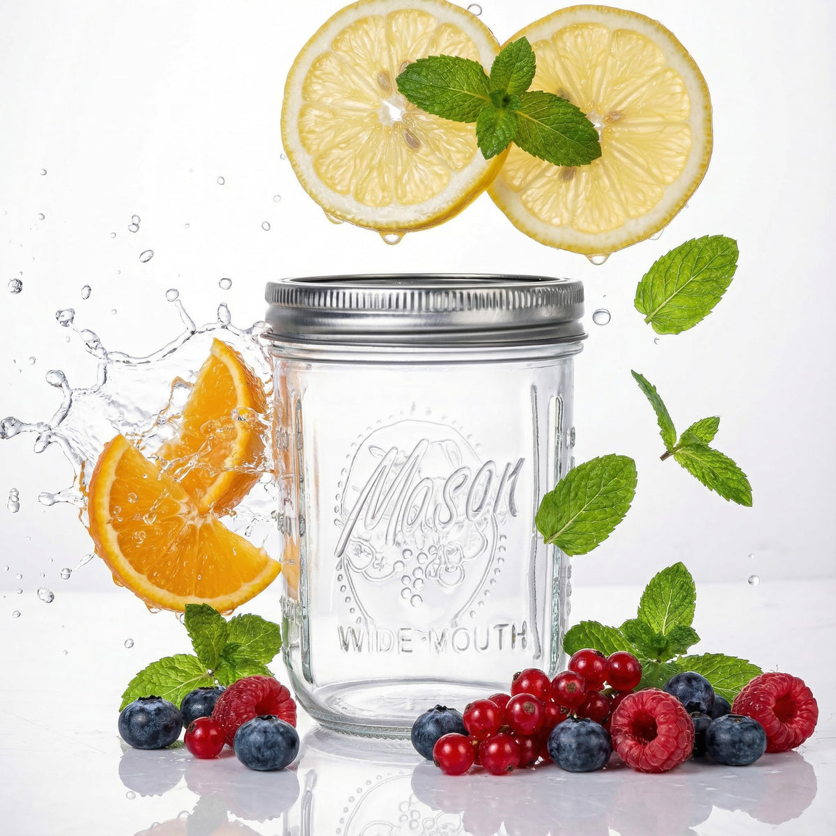 6-Pack 16 oz Wide Mouth Glass Mason Jars with Lids H82196