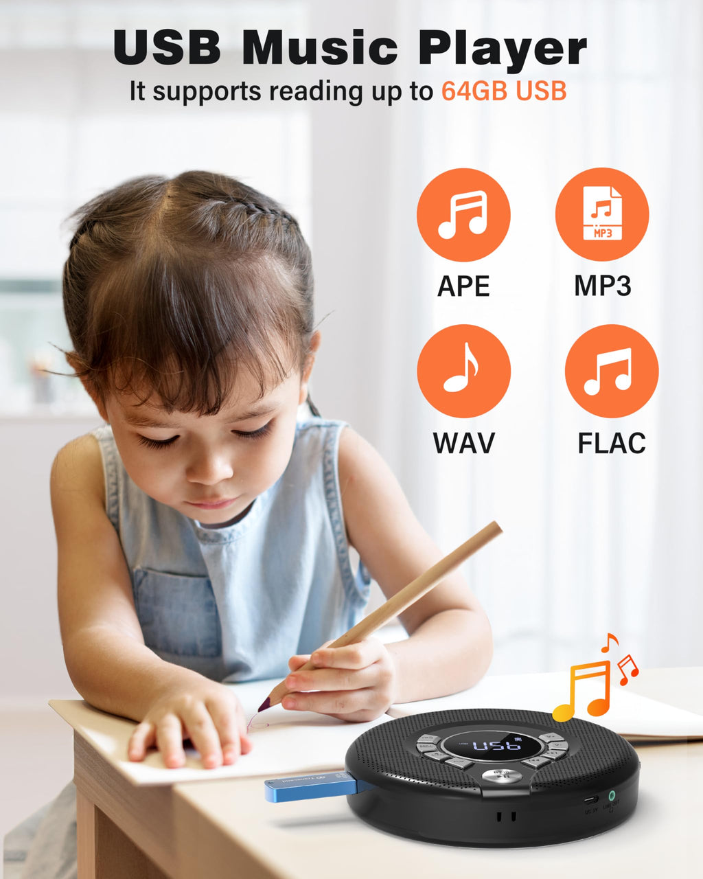 Portable Bluetooth CD Player with FM Transmitter I845557