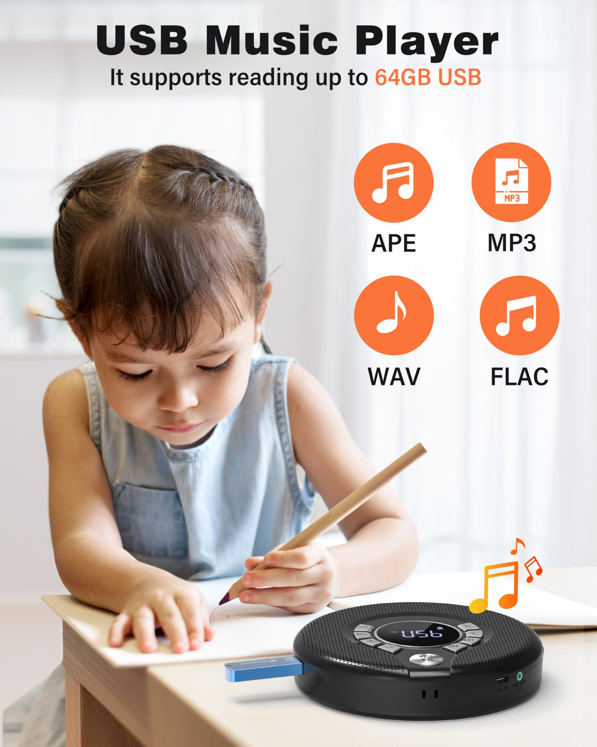 Portable Bluetooth CD Player with FM Transmitter I845557