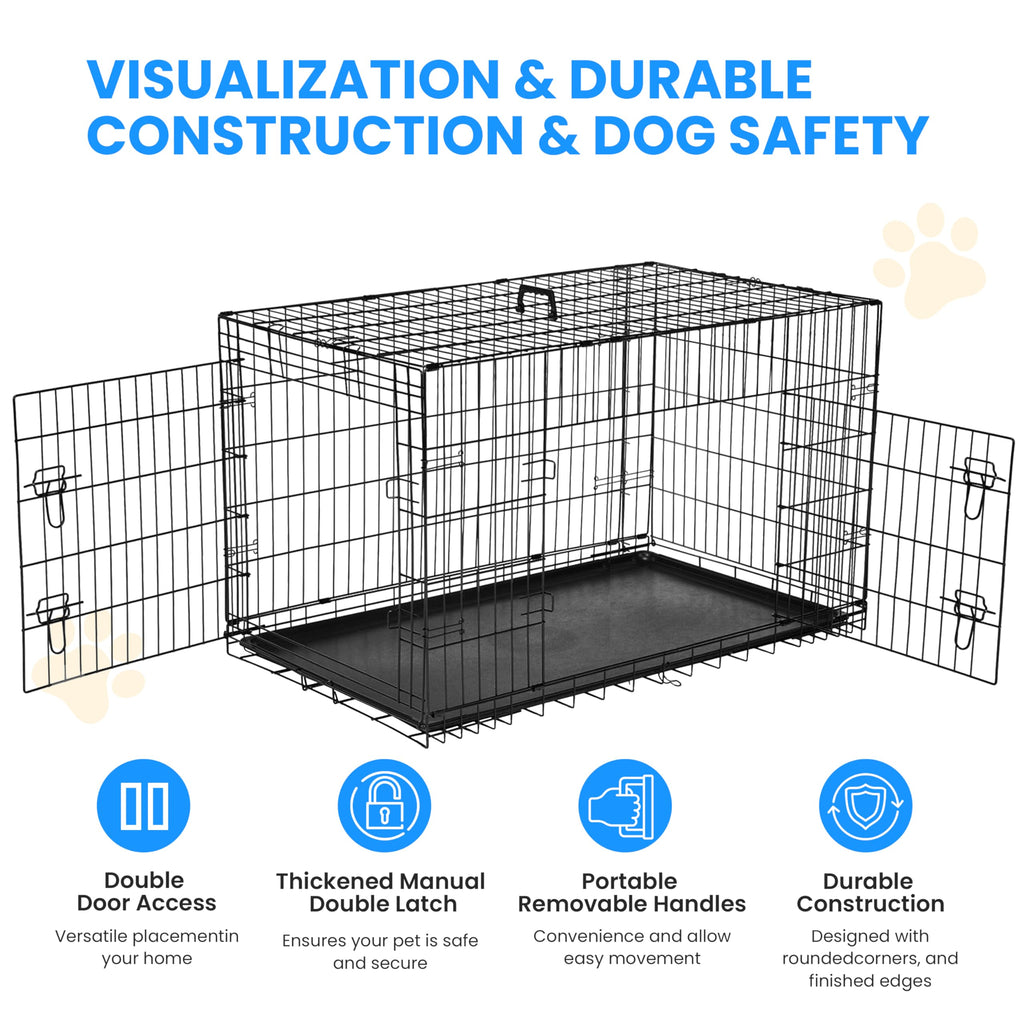 48-Inch Double Door Folding Metal Wire Dog Crate with Divider M826452