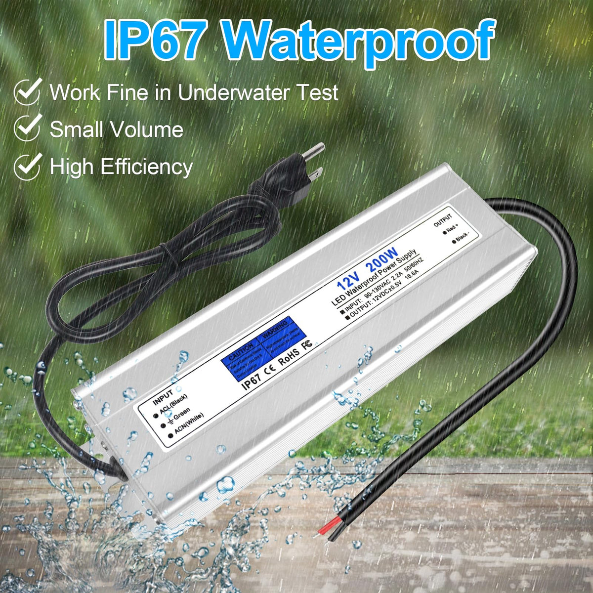 200W IP67 Waterproof 12V LED Driver W49482