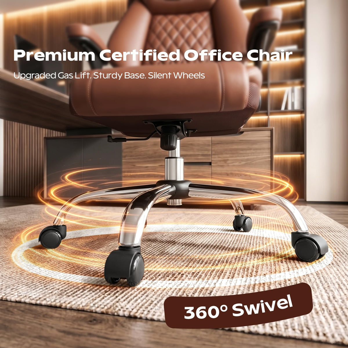 Ergonomic High Back Leather Office Chair with Lumbar Support N5286