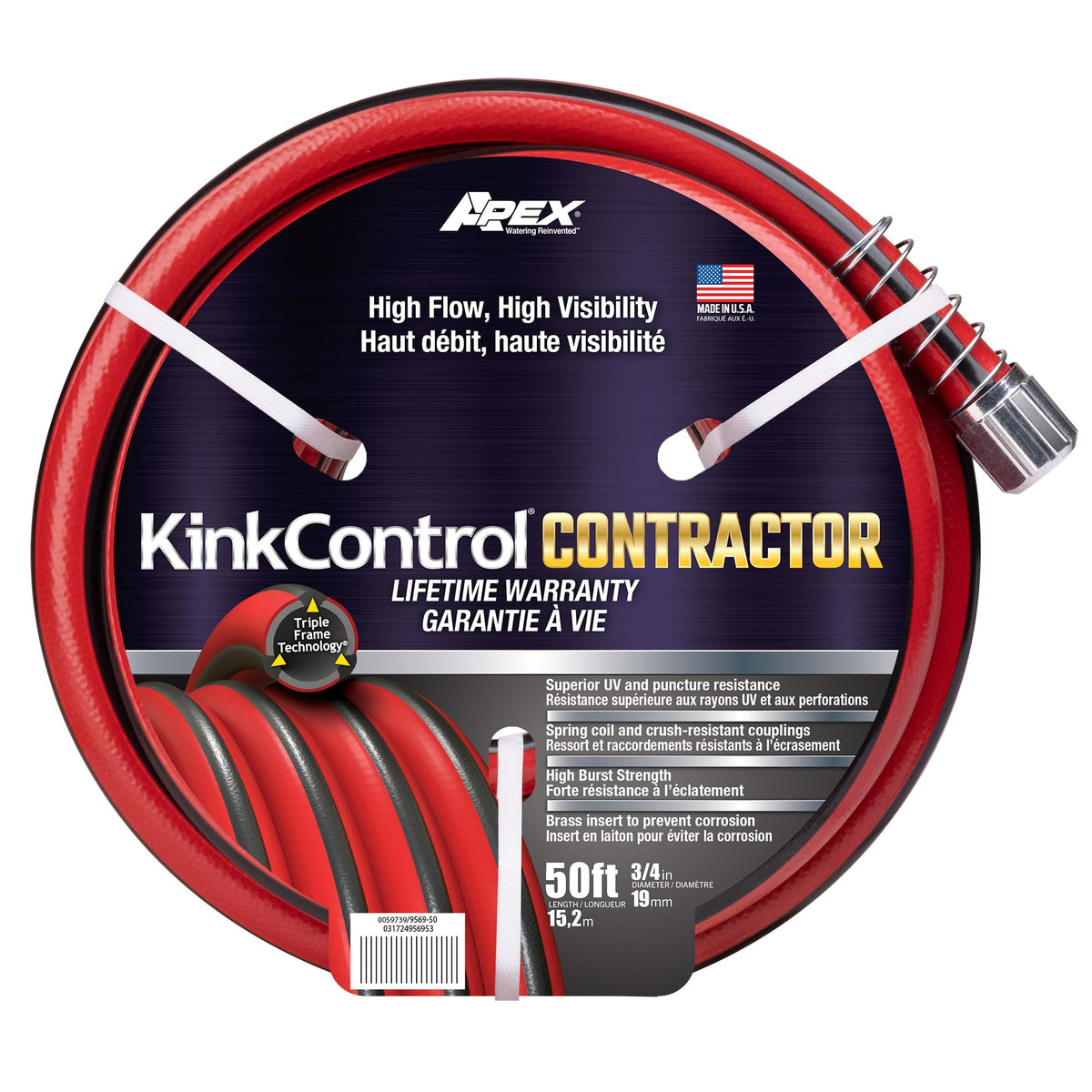 Contractor Grade Hose with Spring Coil and Crush Resistant Couplings 3/4 x 50 ft H222163