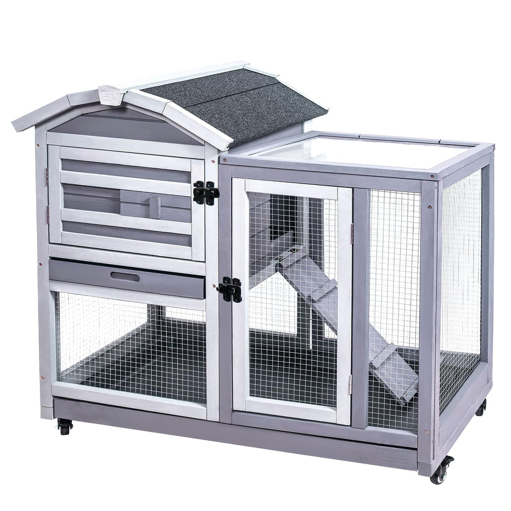 Wooden Rabbit Hutch with Waterproof Roof S7197