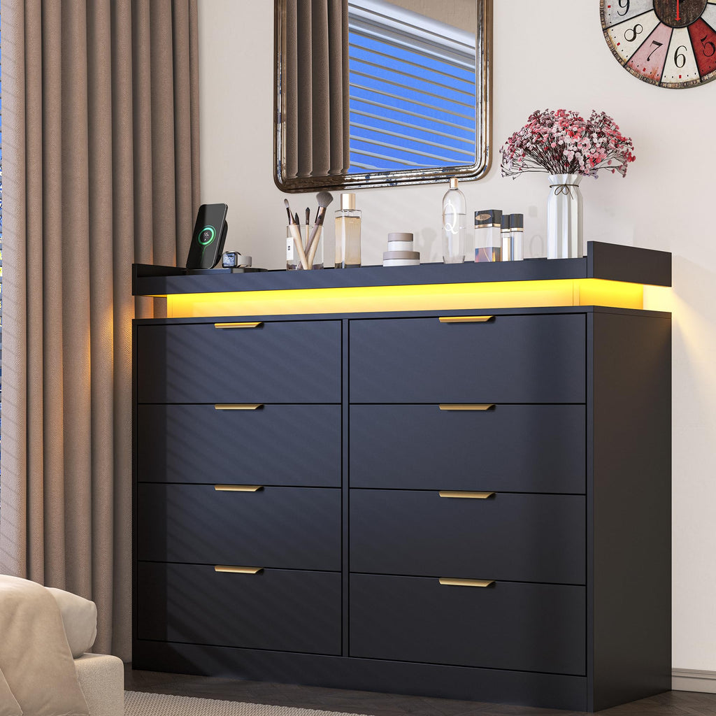 Black 8 Drawer Wood Dresser U24858