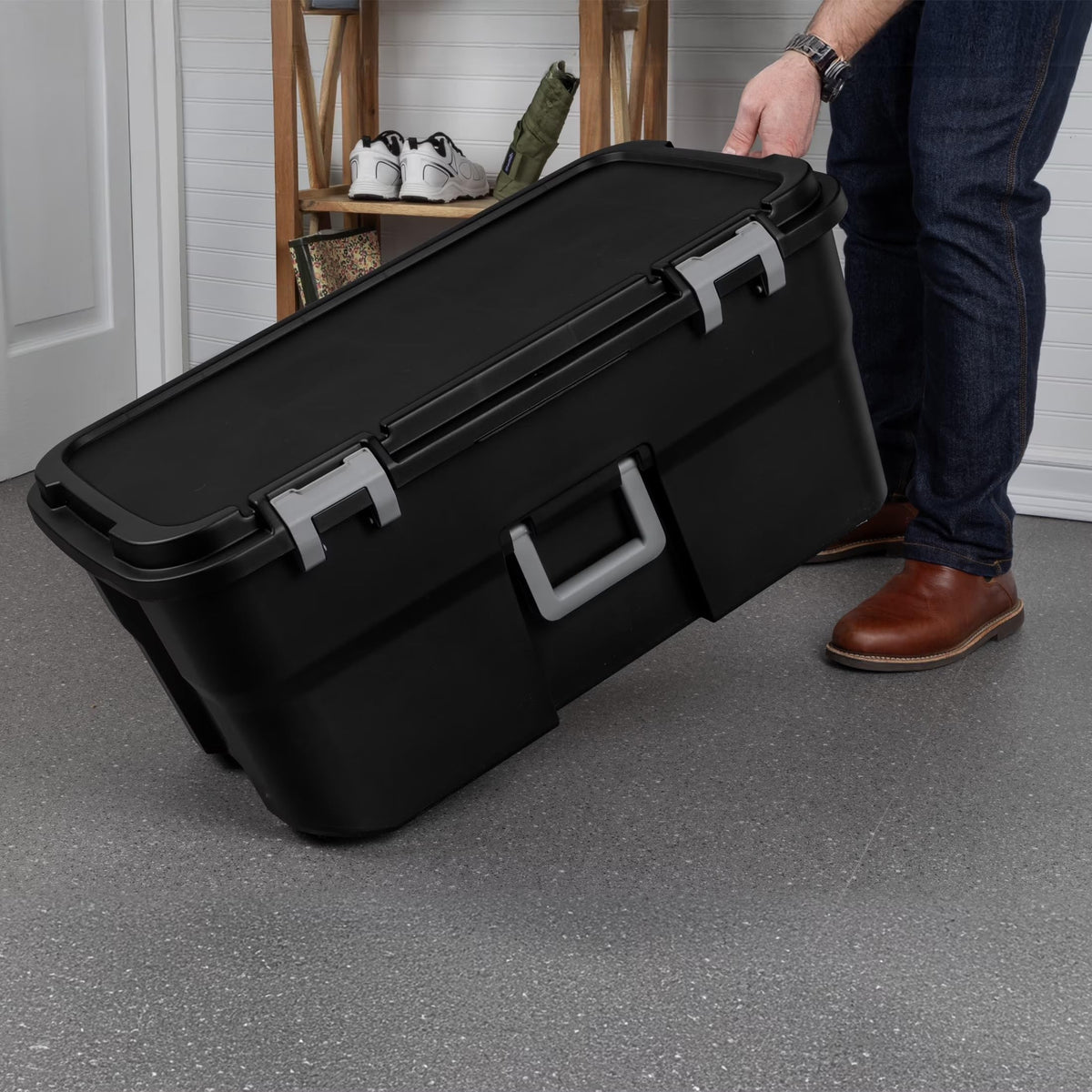 22 Gallon Black Wheeled Storage Trunk J1558