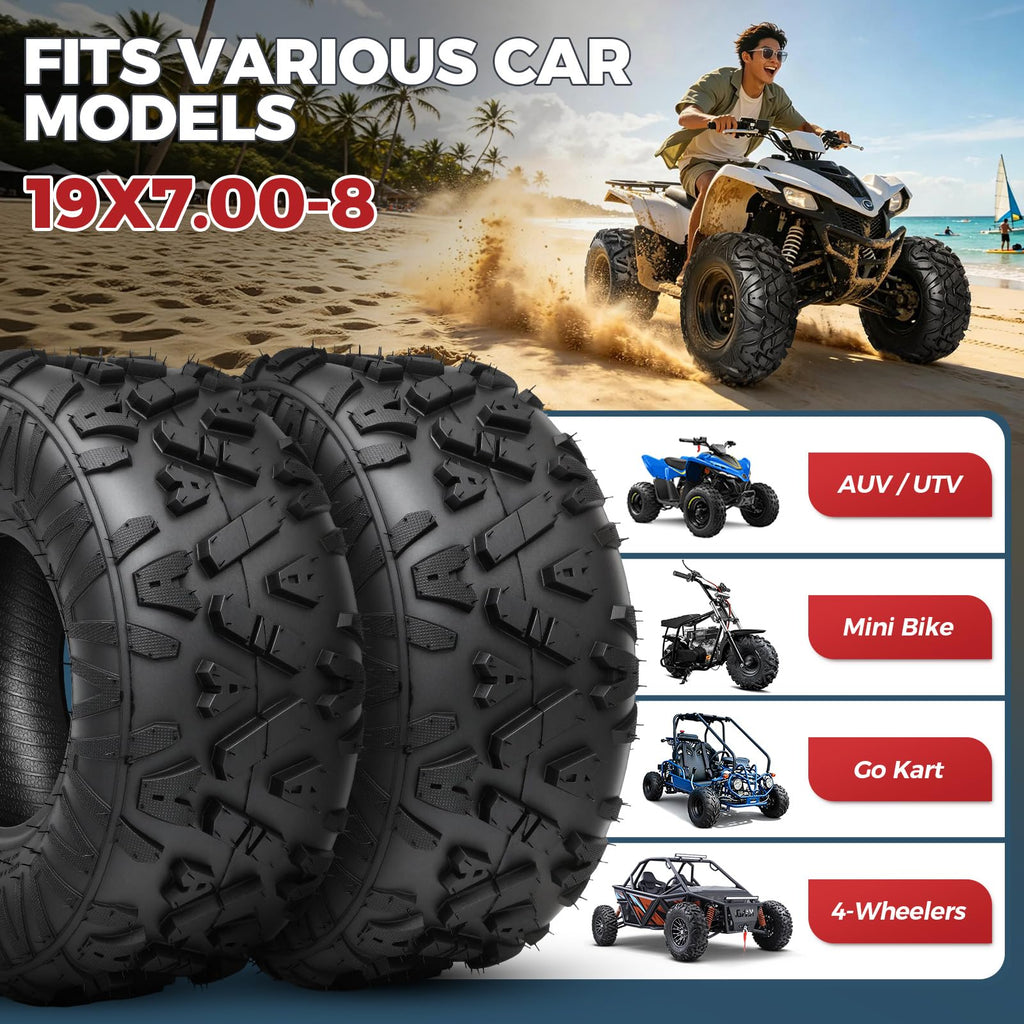 19x7-8 4-Ply All Terrain ATV/UTV Tires Set of 2 T858923