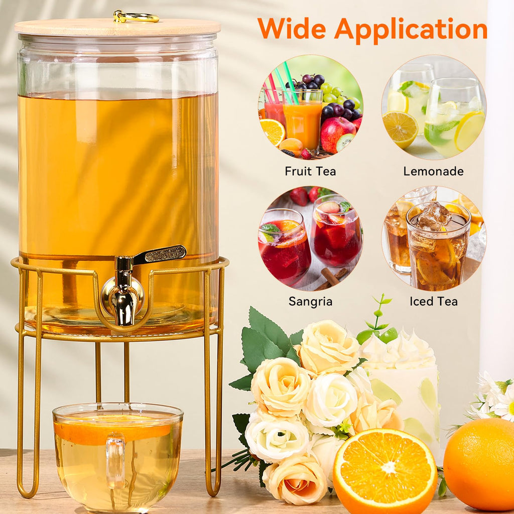 1 Gallon Glass Beverage Dispenser with Spigot, 2 Pack G91369