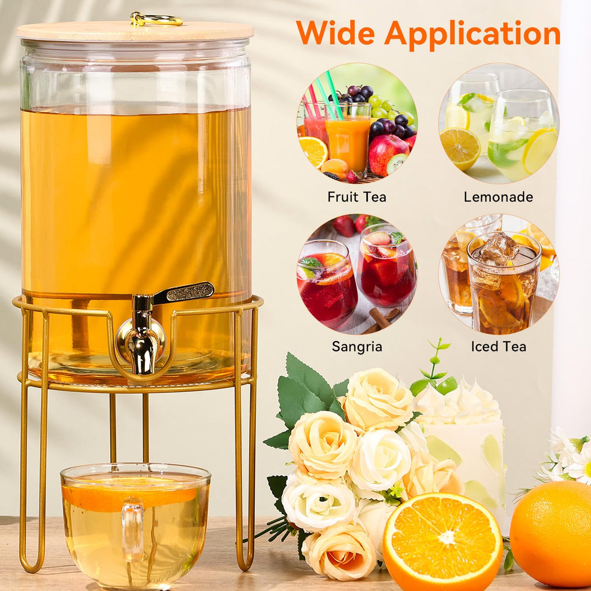 1 Gallon Glass Beverage Dispenser with Spigot, 2 Pack G91369