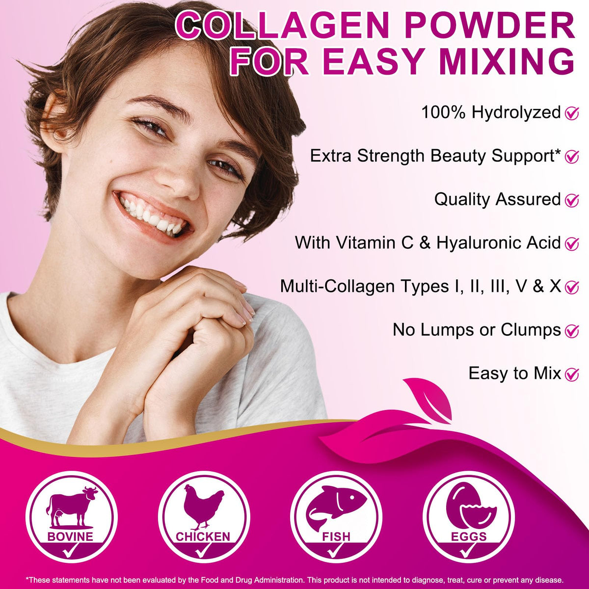 Multi Collagen Peptides Powder Types I II III V X Grass Fed Hydrolyzed H435803