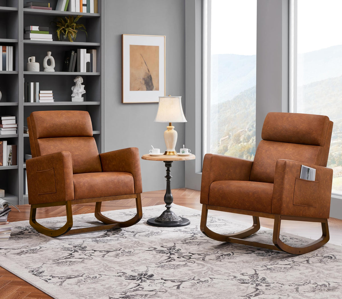 Brown Leather Glider Chair Z749