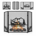 Foldable Fireplace Screen with Moose Pattern K79570