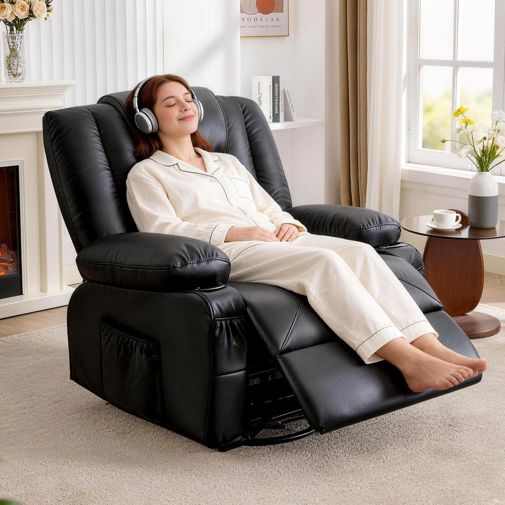 Massage Swivel Recliner Chair with Heat and Cup Holders K266660