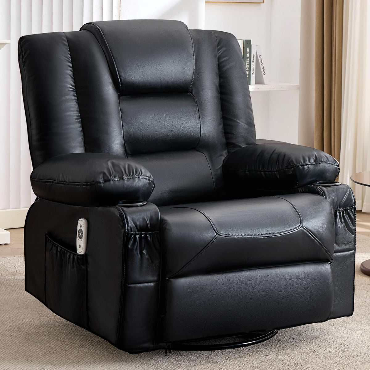 Massage Swivel Recliner Chair with Heat and Cup Holders K266660