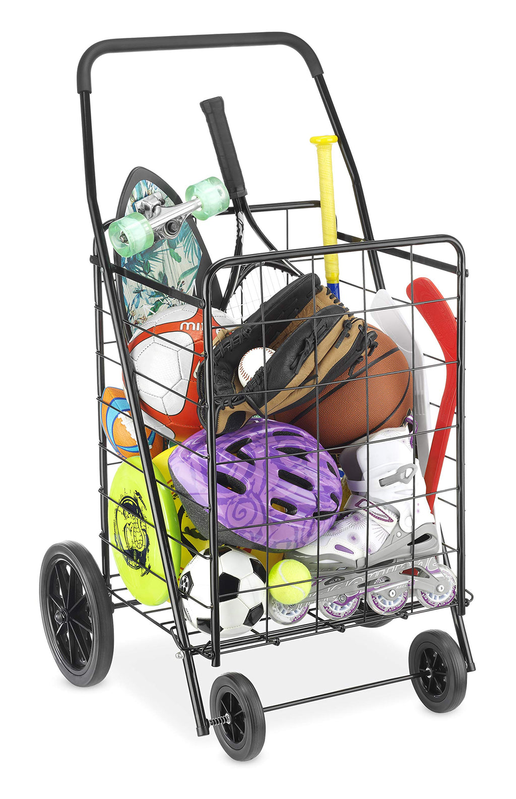 Extra Large Foldable Shopping Cart with Wheels, 100 Lb Capacity, Steel Frame, Black X6182