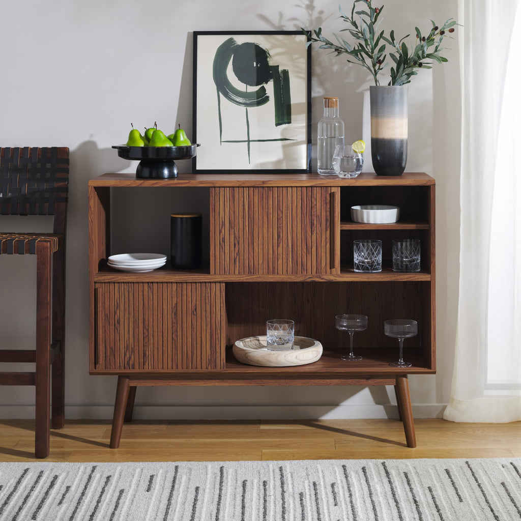 Walnut Brown TV Stand with Sliding Door N114