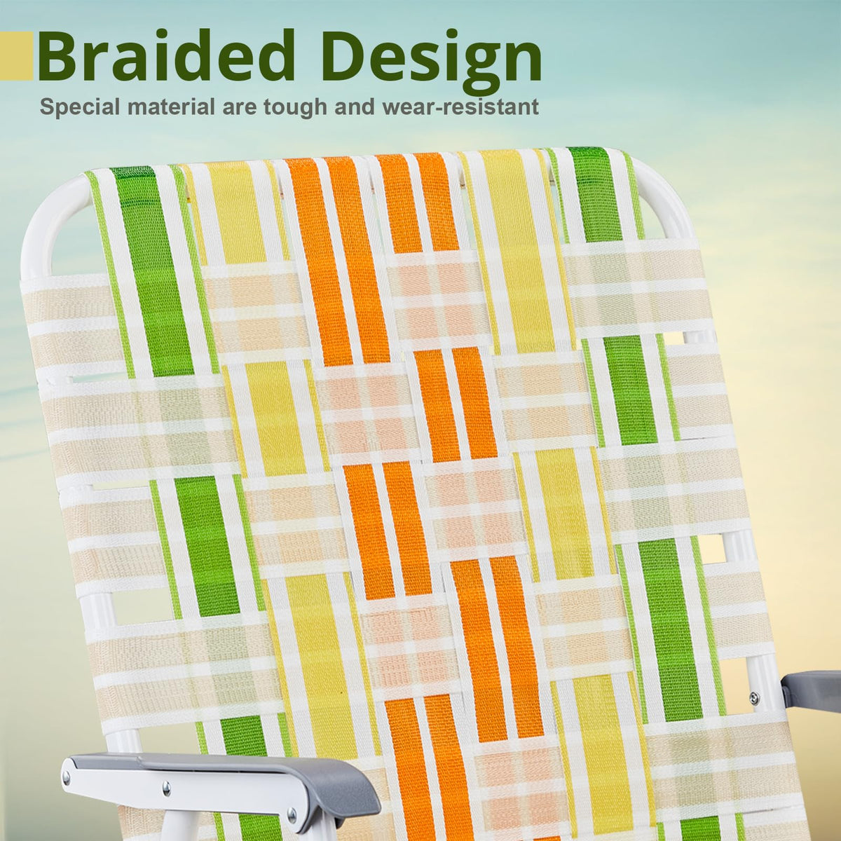Set of 2 Yellow & Green Folding Patio Chairs Y770