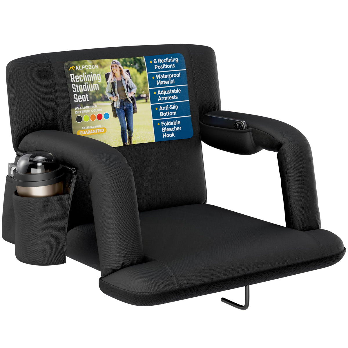 Stadium Seats with Back Support, Padded Cushion, Armrests, Side Pockets Q7733