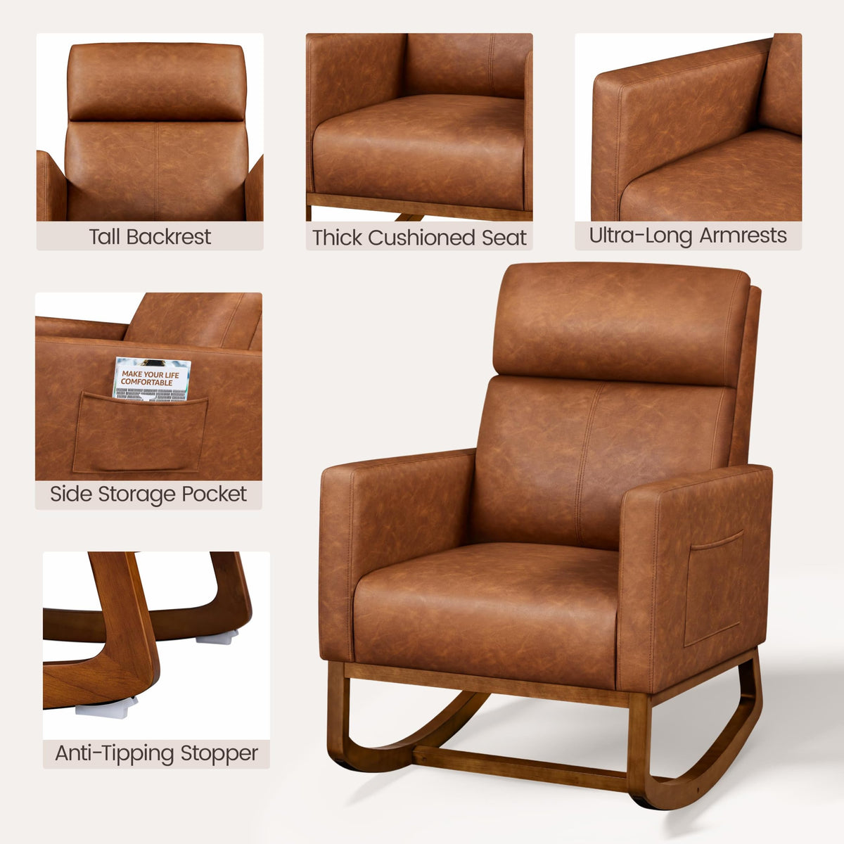 Brown Leather Glider Chair Z749