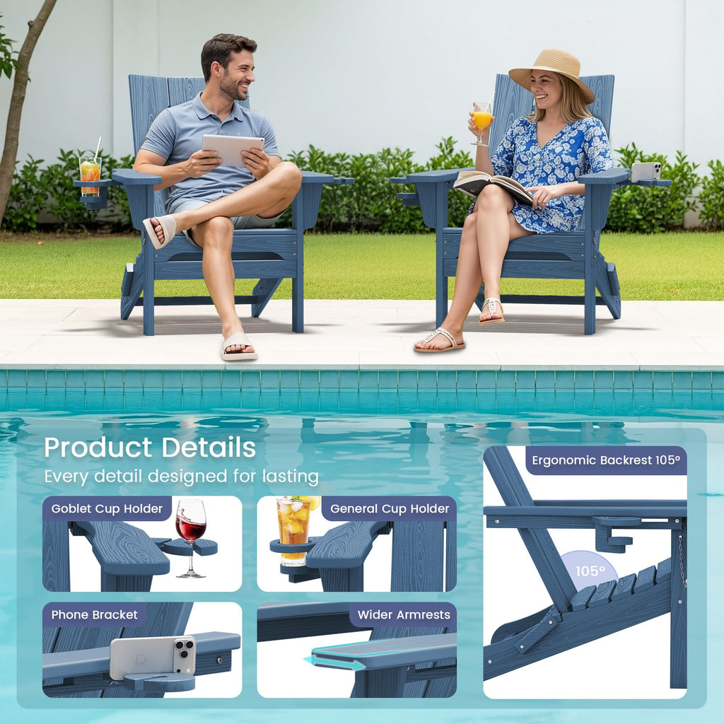 Blue Folding Adirondack Chairs Set of 6 J271