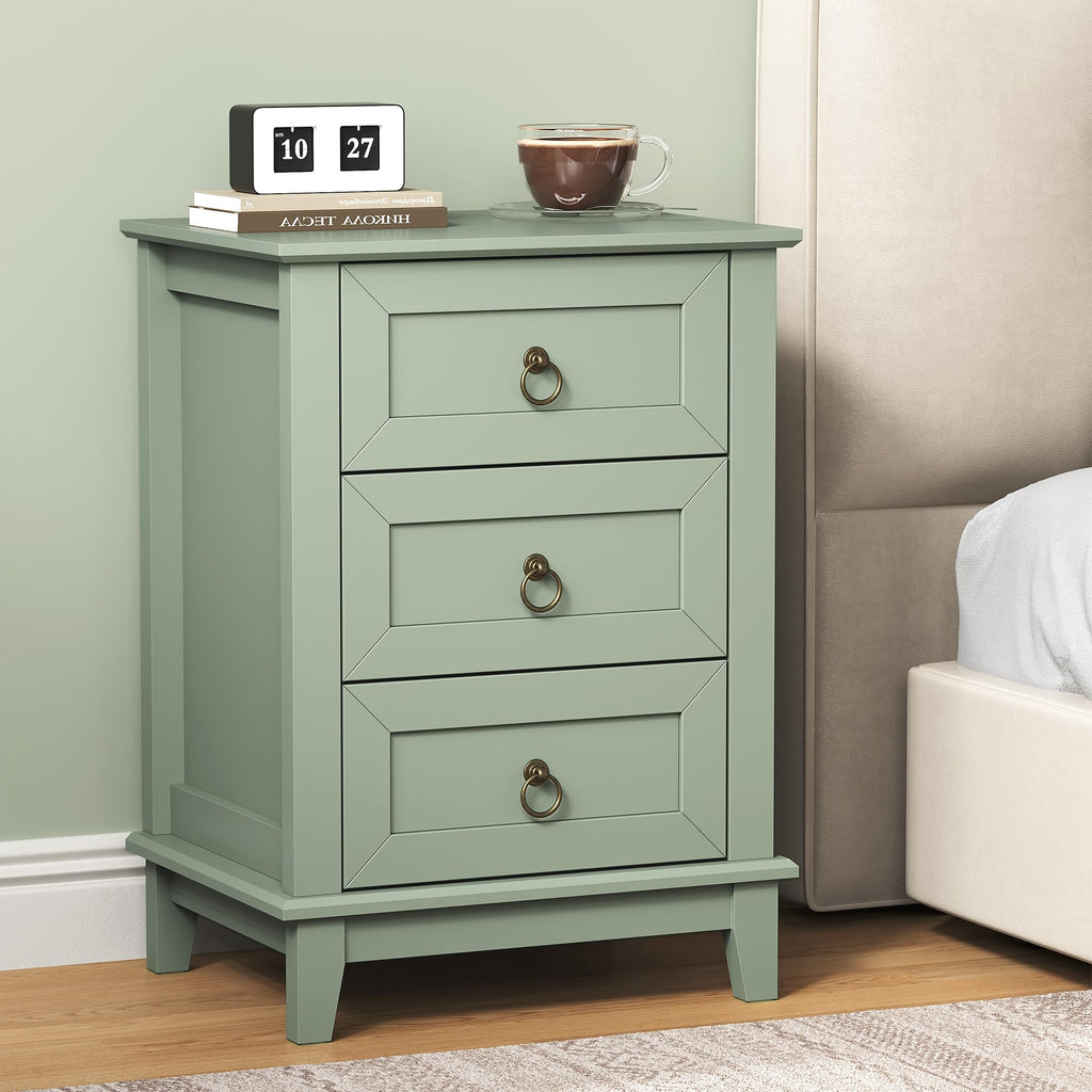 Tall Wooden Nightstand Set of 2 with 3 Drawers K5220