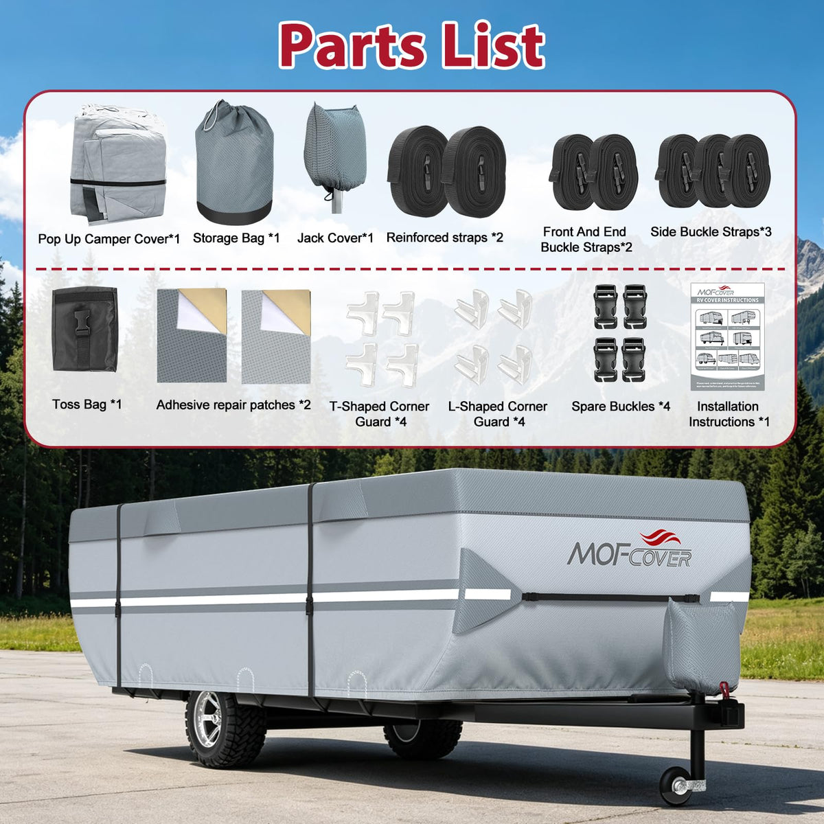 9 Layers Rip-Stop 14-16ft Pop Up Camper Cover P14351