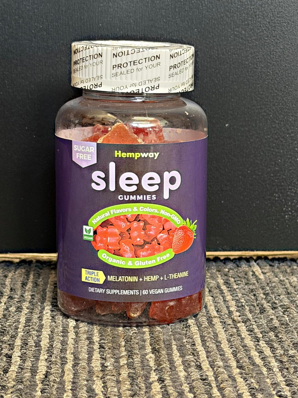 Sugar Free Strawberry Vegan 60 ct Gummies L2564