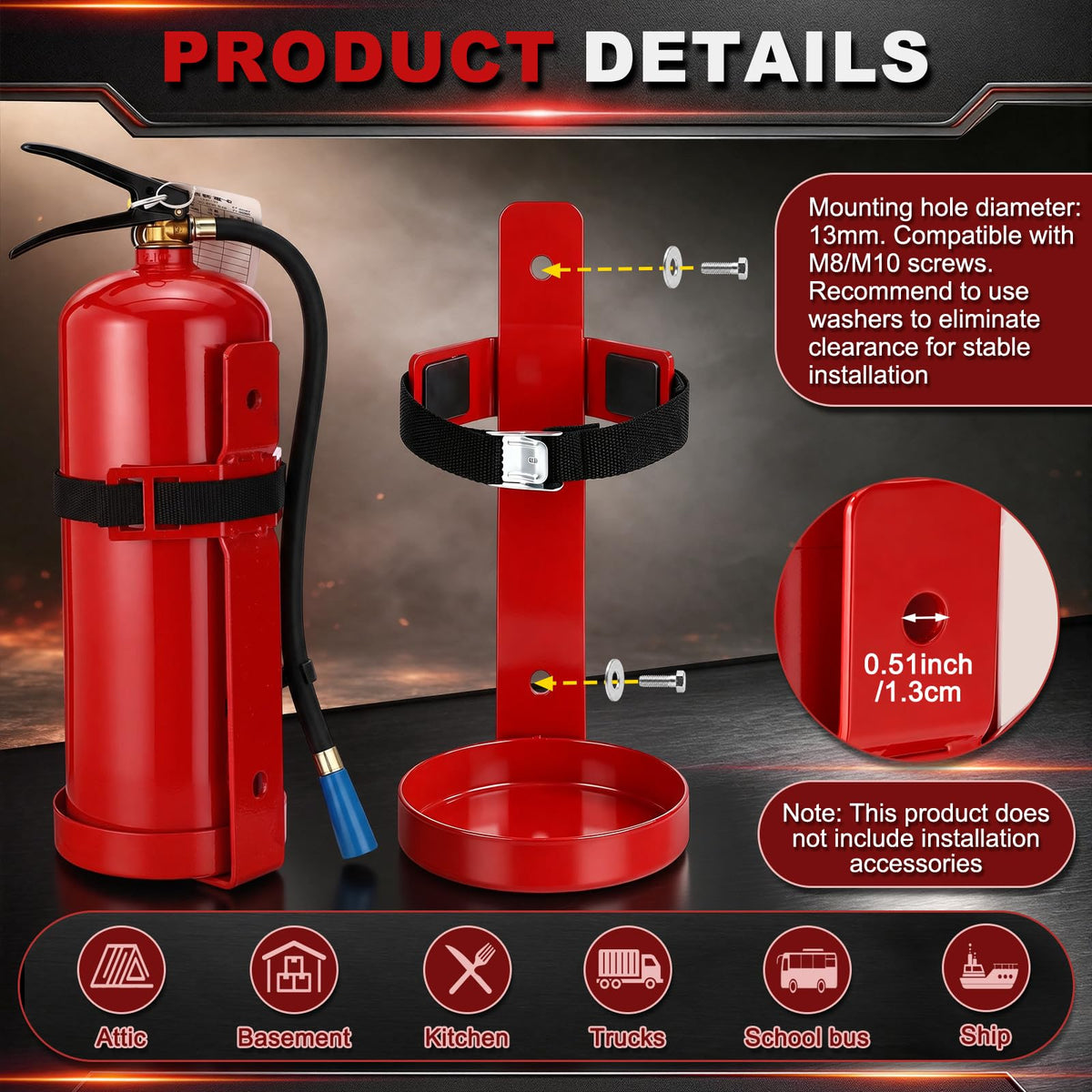 6 Pack 2.5 lb Fire Extinguisher Wall Mount Bracket T749100