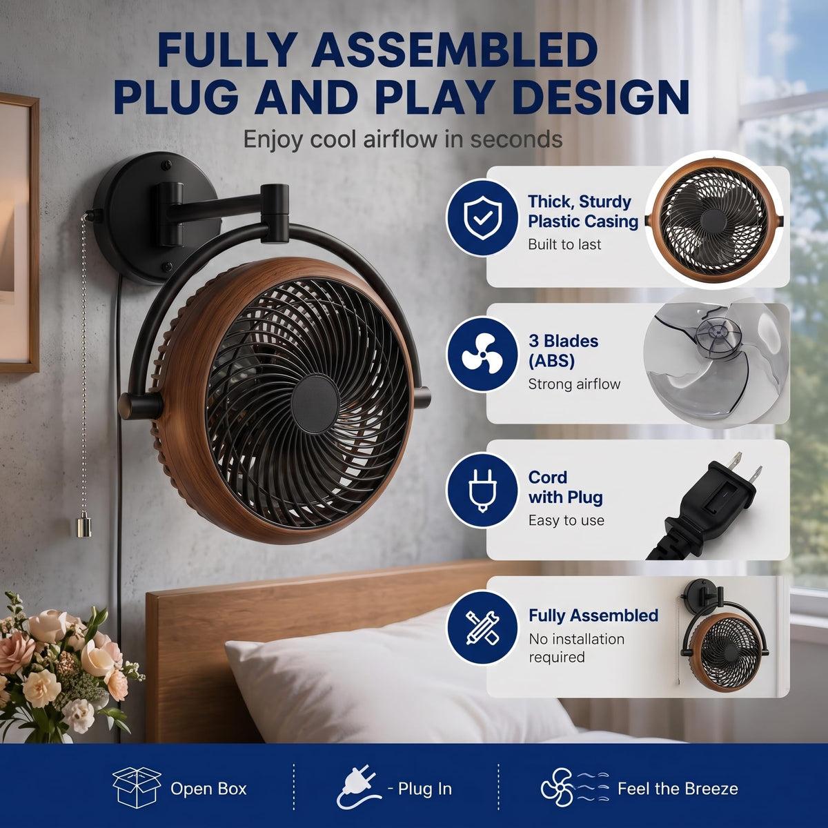 10 Inch Oscillating Wall Mount Fan T5108