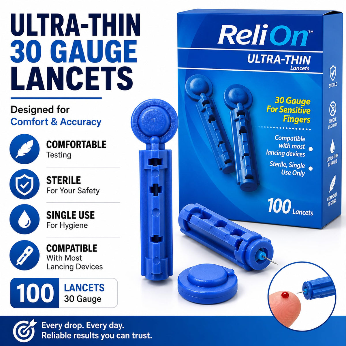 Test Strips 50 count + Lancets for Glucose Monitor Kit G38689