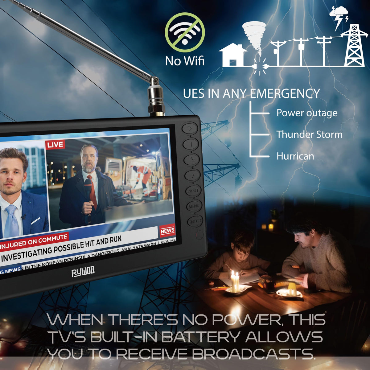 5" Portable Digital ATSC TV with Stand Q139