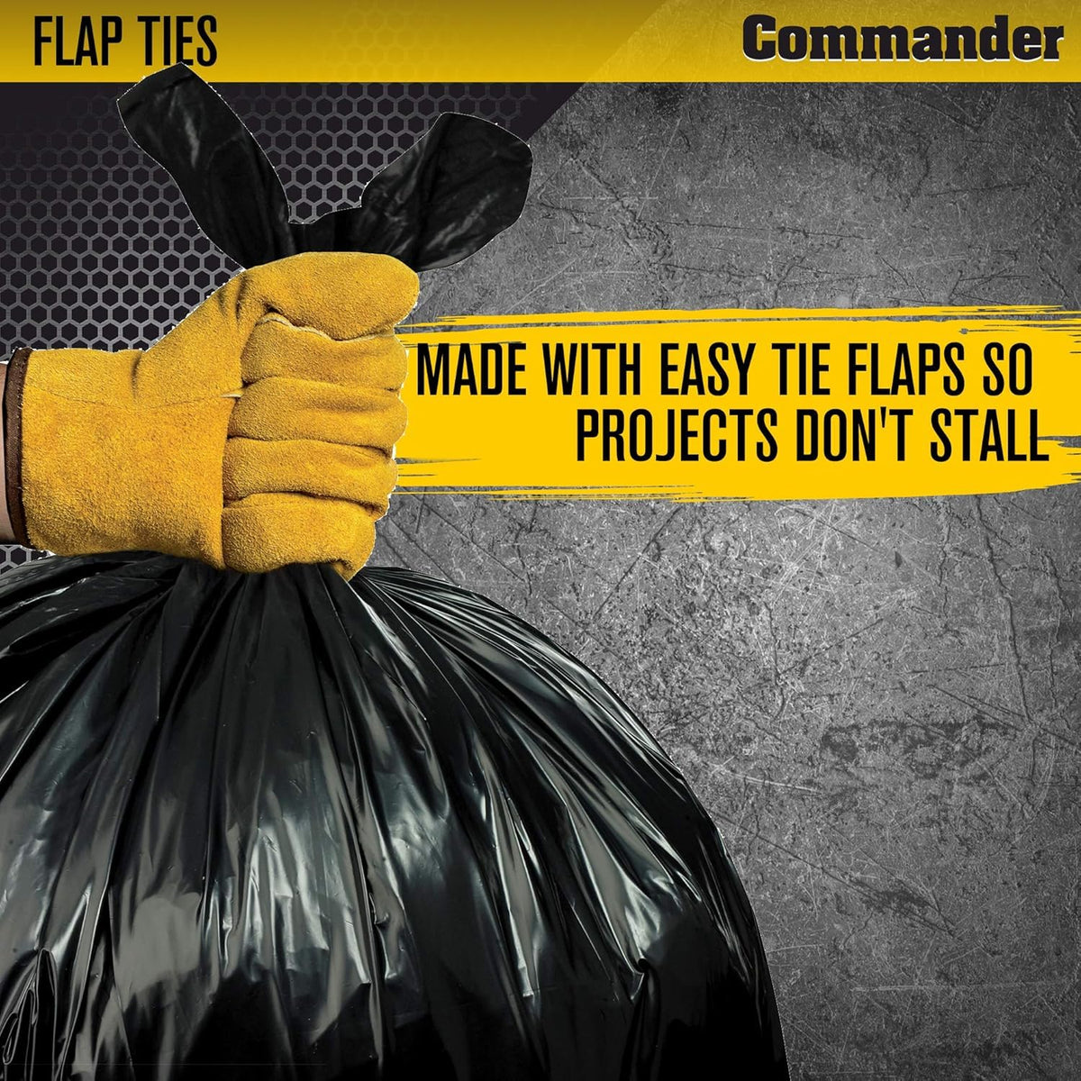 55 Gallon Heavy Duty Contractor Bags with Flap Ties, Pack of 80 V8750