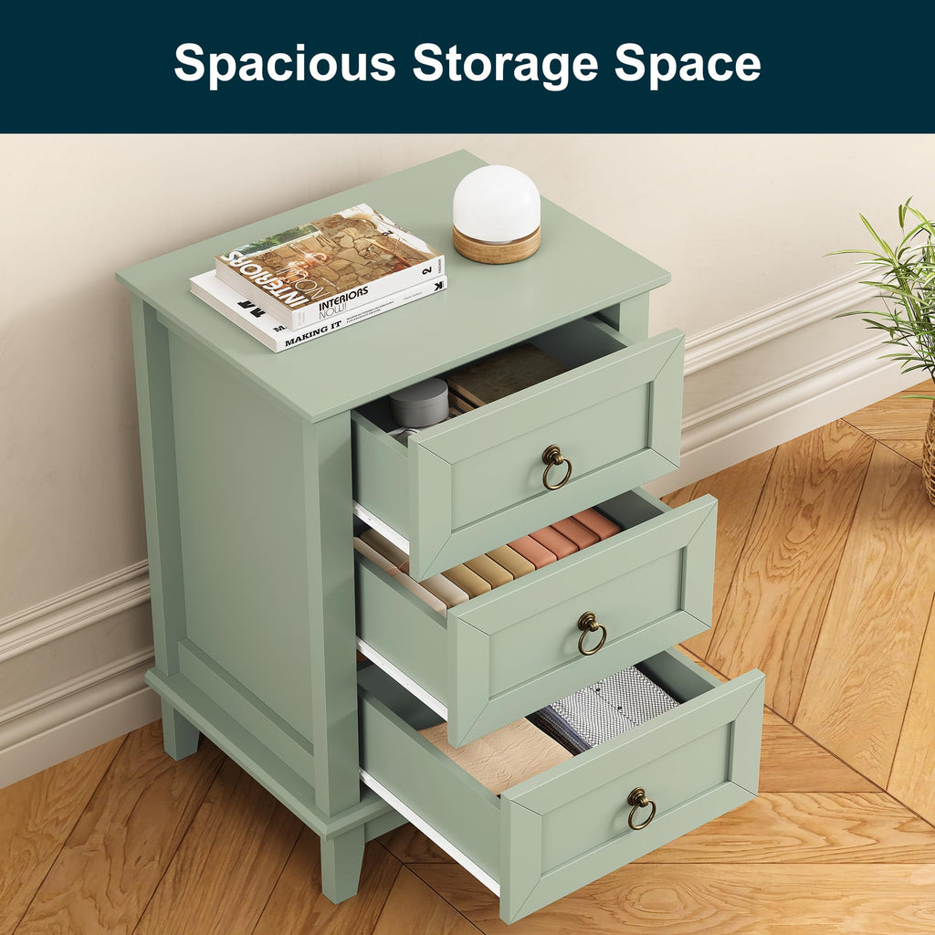 Tall Wooden Nightstand Set of 2 with 3 Drawers K5220