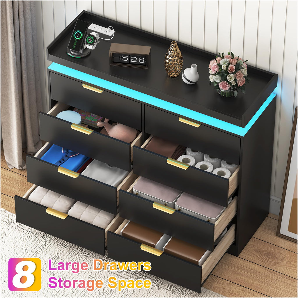 Black 8 Drawer Wood Dresser U24858