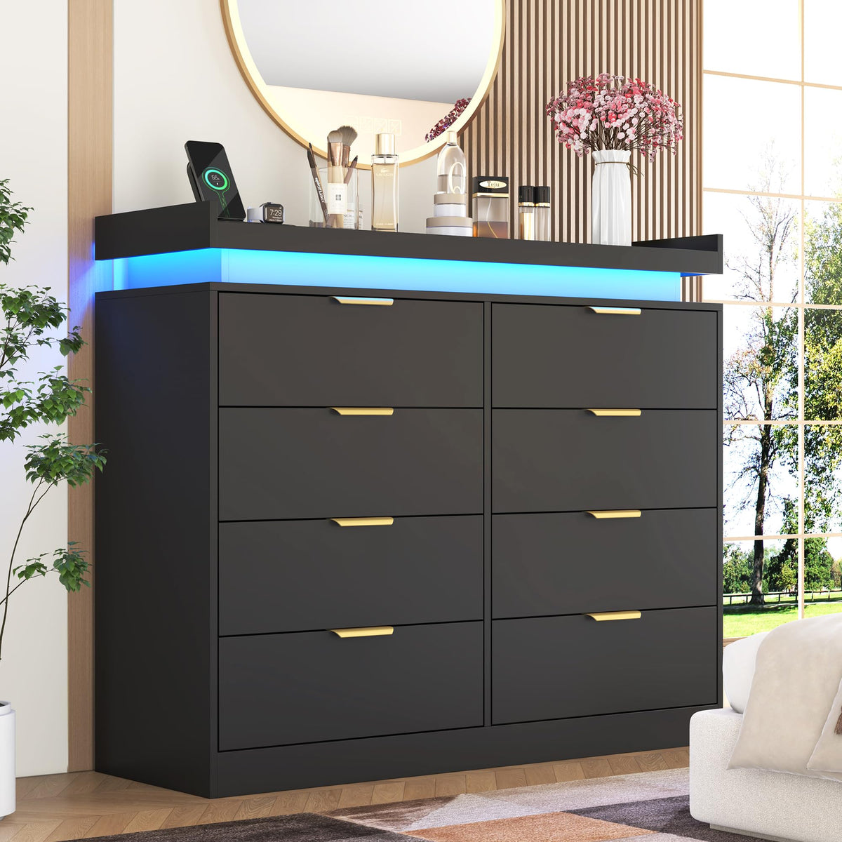 Black 8 Drawer Wood Dresser U24858