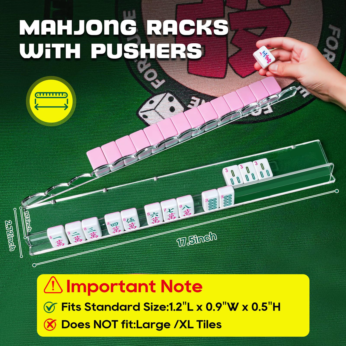 Clear Acrylic Mahjong Racks with Pushers, Set of 4 G588289
